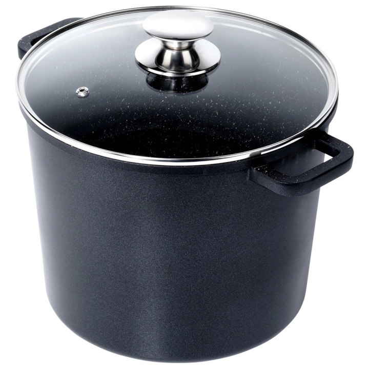 Garnek granitowy ze szklaną pokrywką wysoki GRANDE 7,6 l