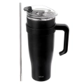 Kubek termiczny stalowy czarny z uchwytem TERMO 1,2 l