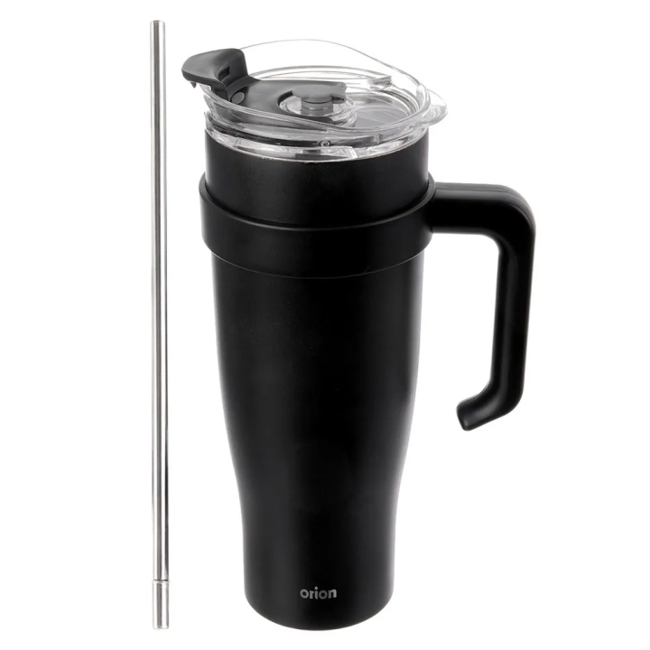 Kubek termiczny stalowy czarny z uchwytem TERMO 1,2 l