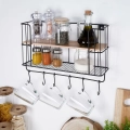Półka kuchenna metalowa z wieszakami 41x12x25,5 cm