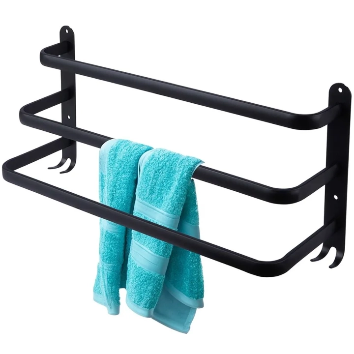 Wieszak na ręczniki aluminiowy czarny 50 cm