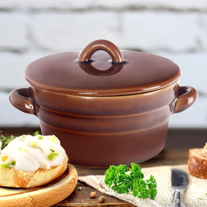 Garnek na smalec ceramiczny z pokrywką 340 ml