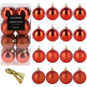 Bombki choinkowe nietłukące czerwone 5 cm 16 szt.