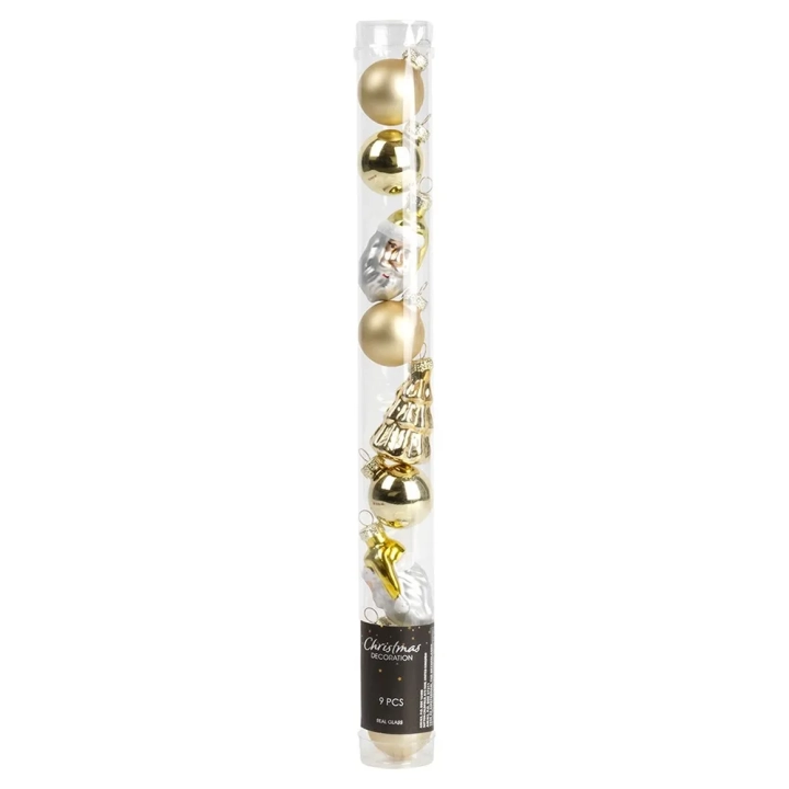 Bombki choinkowe nietłukące złote 3 / 5 cm 9 szt.