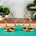 Świecznik aluminiowy złoty choinka 16 cm