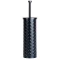 Szczotka do toalety ze stojakiem metalowa czarna 38x10 cm