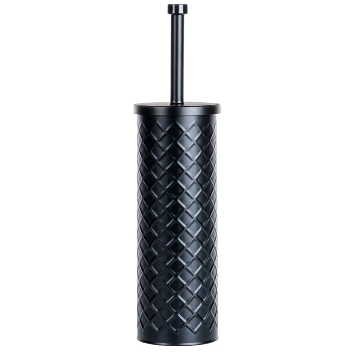 Szczotka do toalety ze stojakiem metalowa czarna 38x10 cm