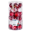 Bombki choinkowe nietłukące czerwone białe 6 cm 30 szt.