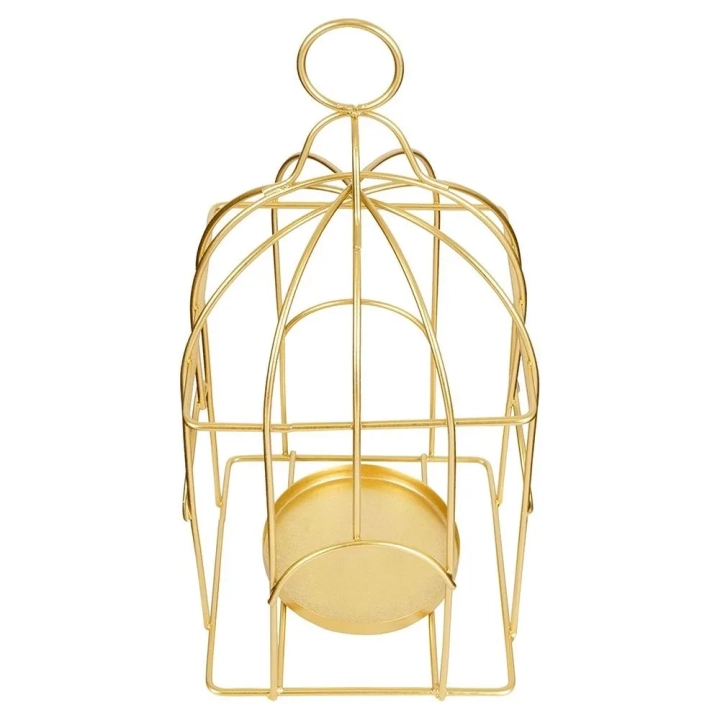 Lampion na świeczkę metalowy złoty 25 cm