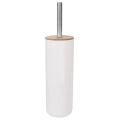 Szczotka do toalety ze stojakiem bambusowa biała WHITNEY 37 cm