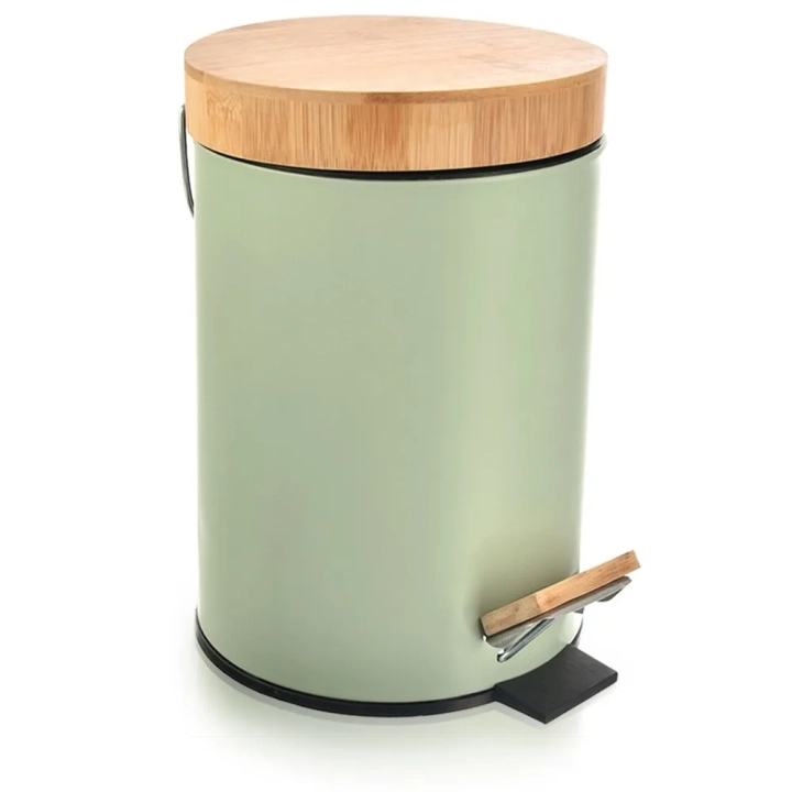 Kosz na śmieci metalowy z pedałem zielony GREENISH 3 l