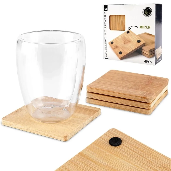 Podstawki pod kubek drewniane 9,7 cm 4 szt.