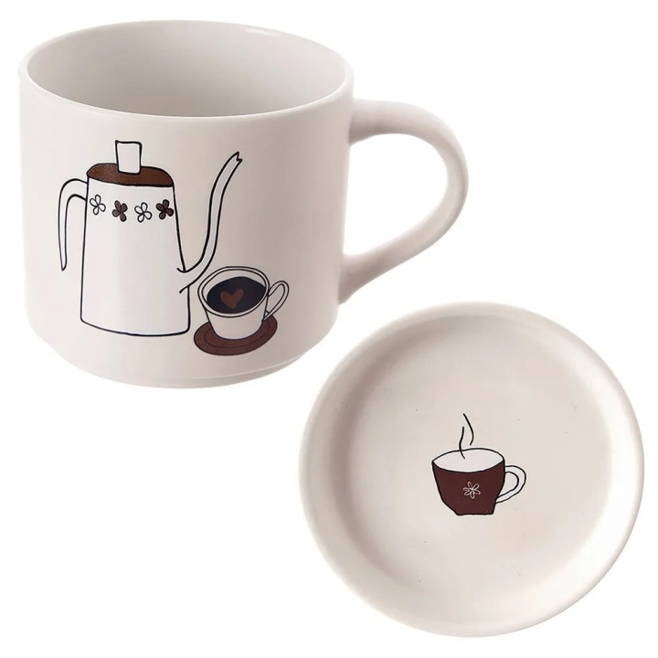 Kubek z pokrywką porcelanowy 420 ml