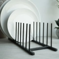Stojak na pokrywki i talerze metalowy czarny 34,5x12,5x12 cm