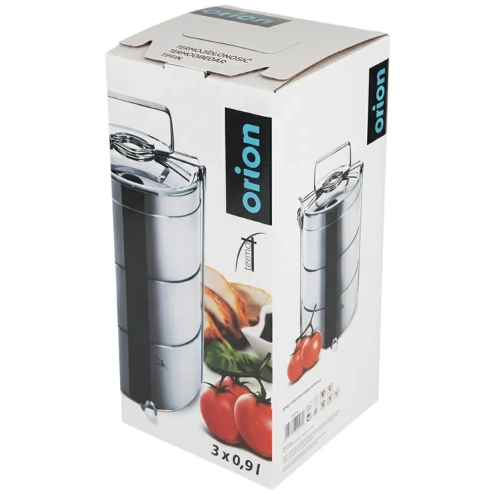 Menażka obiadowa termiczna stalowa 3-poziomowa 3x900 ml