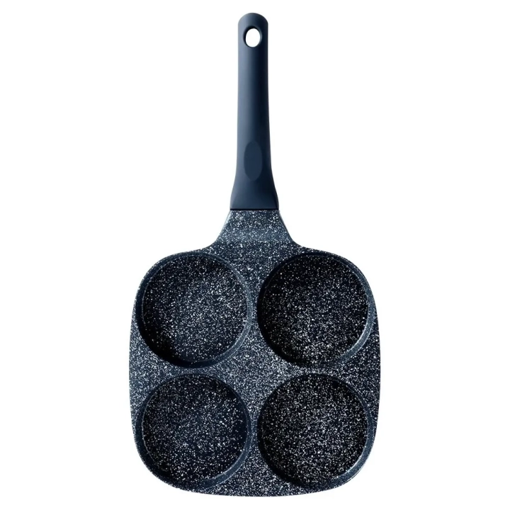 Patelnia do jajek granitowa 4 otwory BLACK LINE 19x19 cm