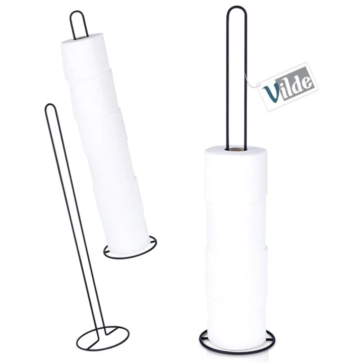 Stojak na papier toaletowy metalowy czarny 60 cm