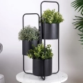 Kwietnik metalowy czarny 3-poziomowy 33x24x57 cm