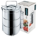 Menażka obiadowa termiczna stalowa 3-poziomowa 3x900 ml