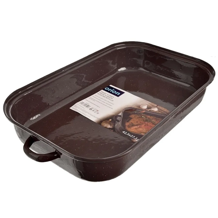 Brytfanna emaliowana z pokrywką prostokątna BROWN 14 l, 46x27,5 cm
