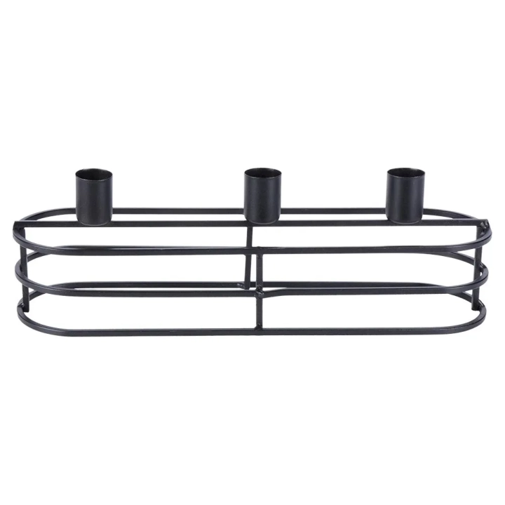 Świecznik metalowy czarny na 3 świeczki 29,5x8,5x9,5 cm