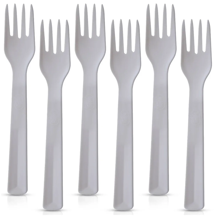 Widelce stołowe plastikowe szare SANDY 18 cm 6 szt.