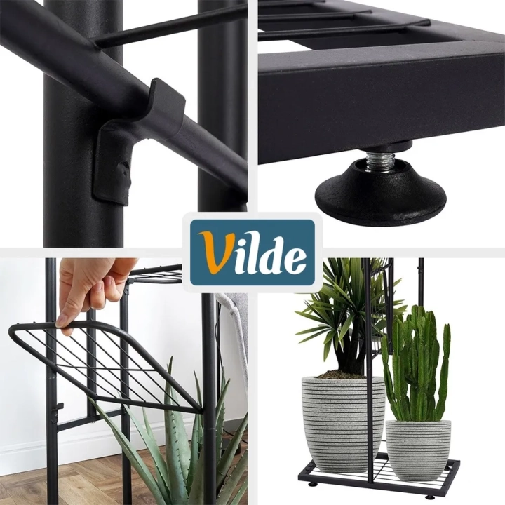 Kwietnik metalowy czarny 7-poziomowy 126 cm