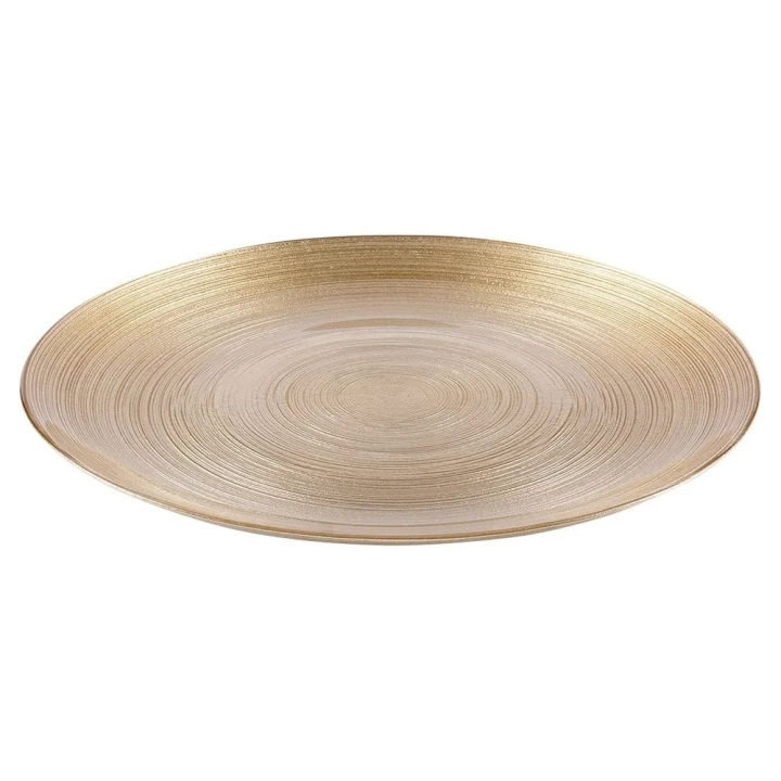 Talerz obiadowy płytki szklany złoty 28 cm