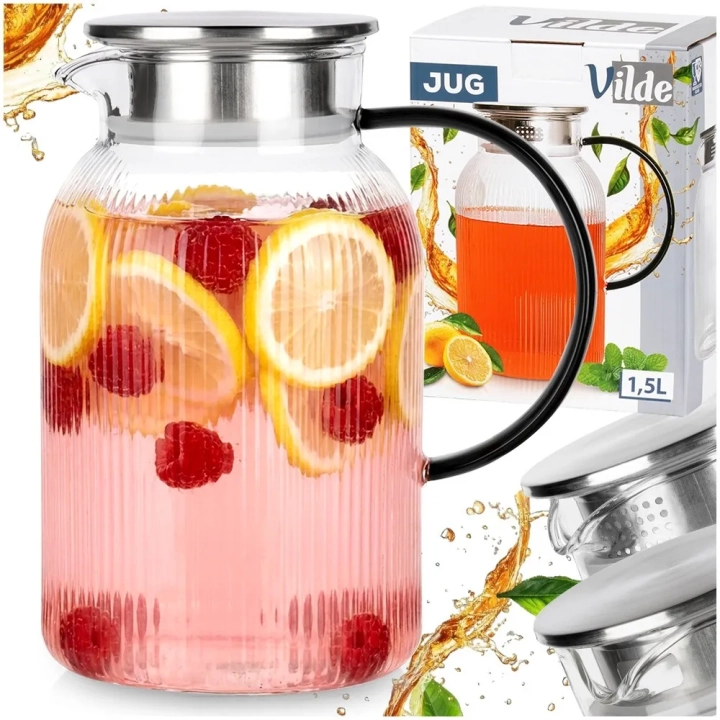 Dzbanek szklany z pokrywką 1,5 l