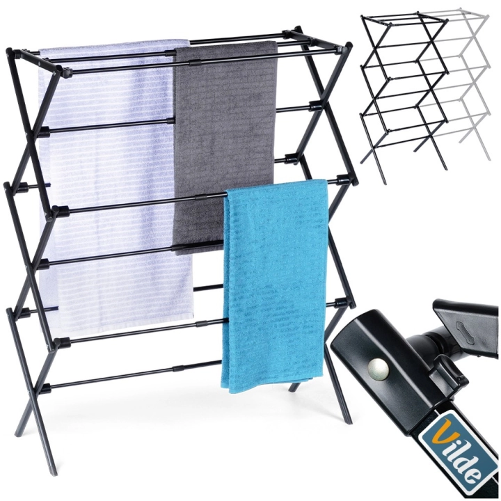Suszarka na pranie metalowa czarna pionowa rozsuwana 47-78x94 cm