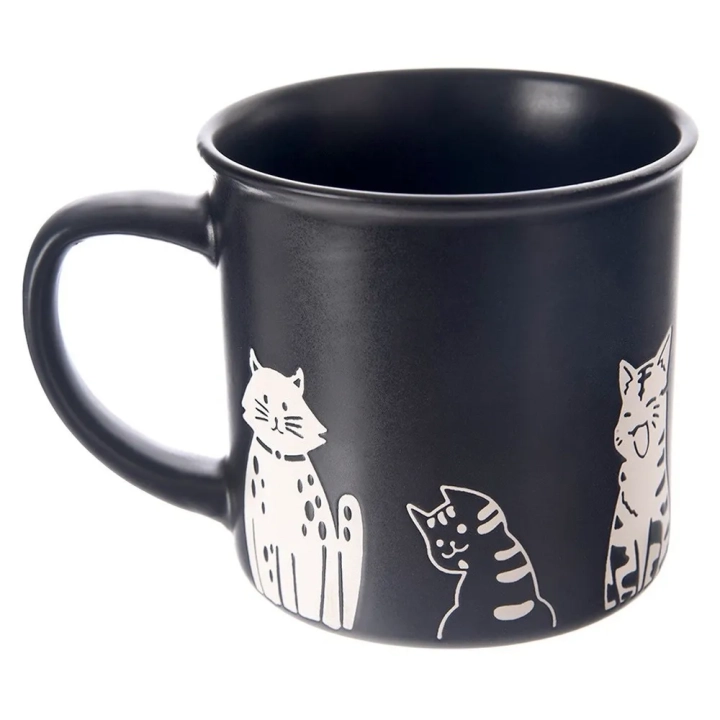 Kubek ceramiczny czarny koty 500 ml