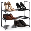 Regał na buty metalowy czarny 3-poziomowy 57x28x55 cm