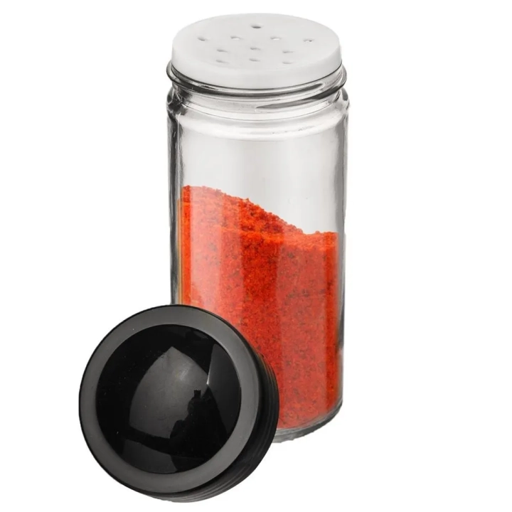 Pojemnik na przyprawy z sitkiem szklany BLACK 100 ml