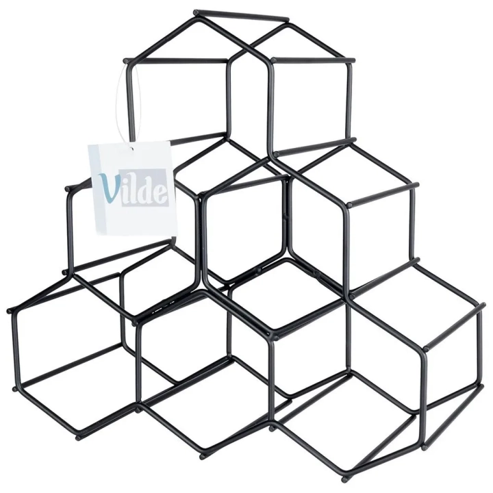 Stojak na wino metalowy czarny 6 butelek 29,5x28,5 cm