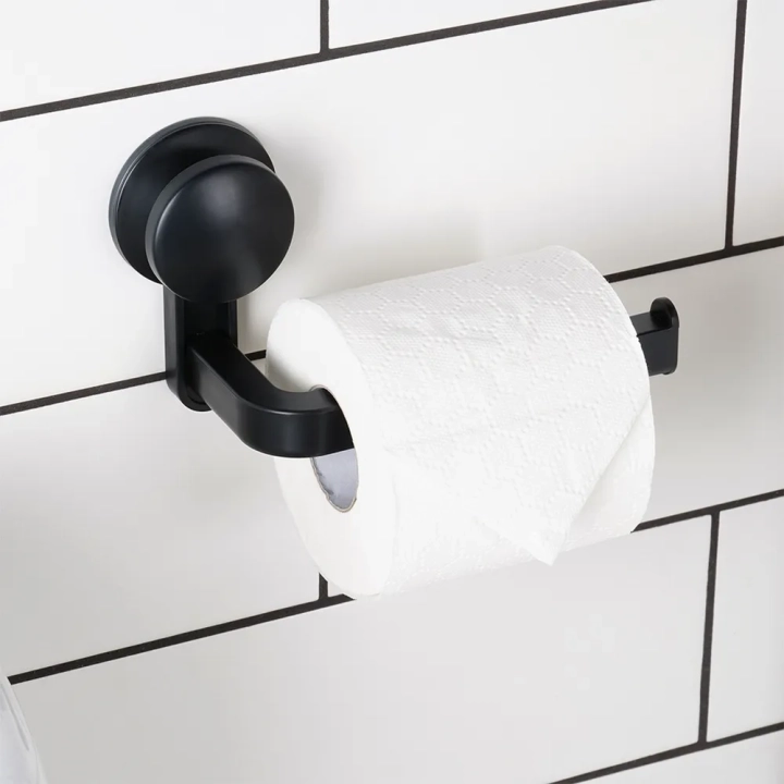 Uchwyt na papier toaletowy na przyssawkę czarny 16,5 cm