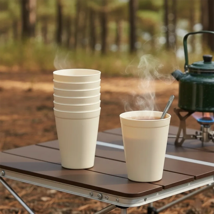 Kubki plastikowe kremowe SANDY 300 ml 6 szt.