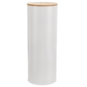 Pojemnik na żywność metalowy biały z bambusową pokrywką WHITELINE 28,5 cm