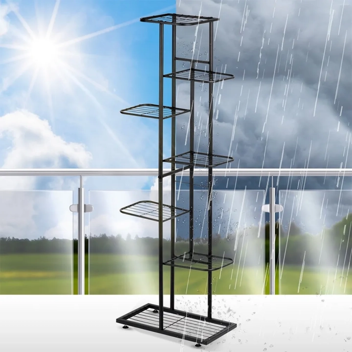 Kwietnik metalowy czarny 7-poziomowy 126 cm