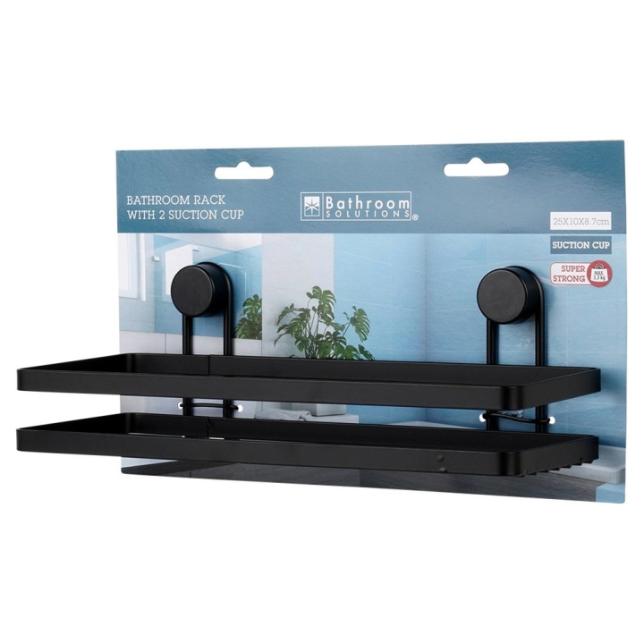 Półka pod prysznic metalowa czarna na przyssawki 25x10x8,5 cm