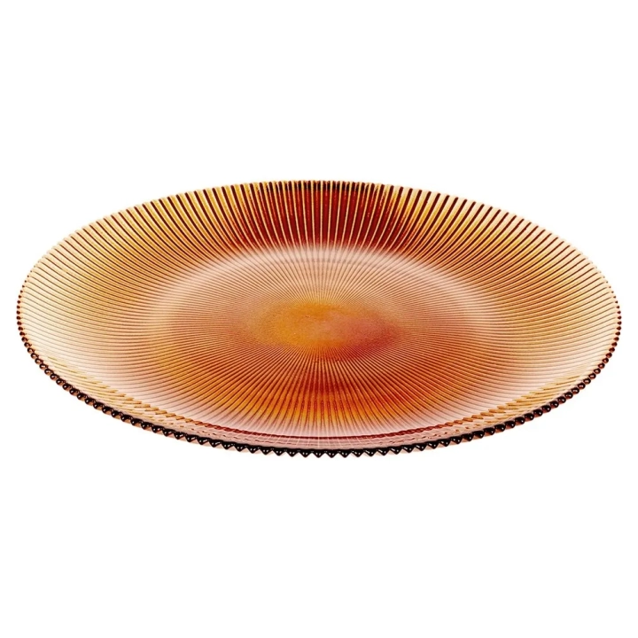 Talerz obiadowy płytki szklany bursztynowy 28 cm