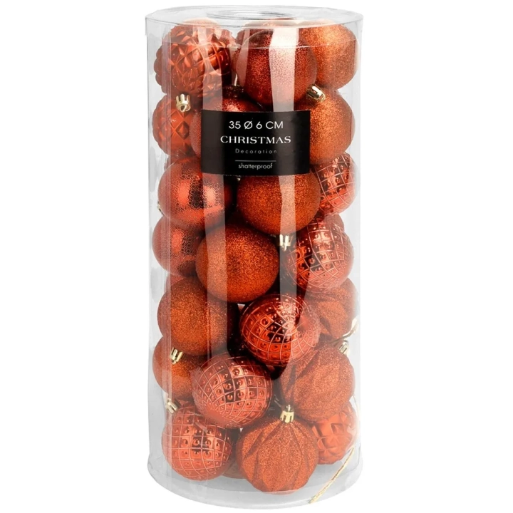 Bombki choinkowe nietłukące czerwone 6 cm 35 szt.