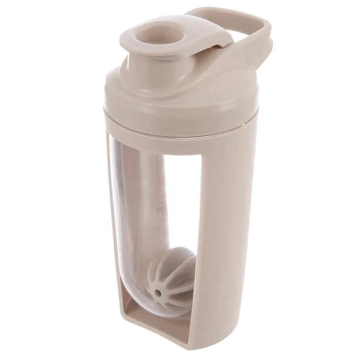 Shaker treningowy z kulką tritan beżowy szczelny 700 ml