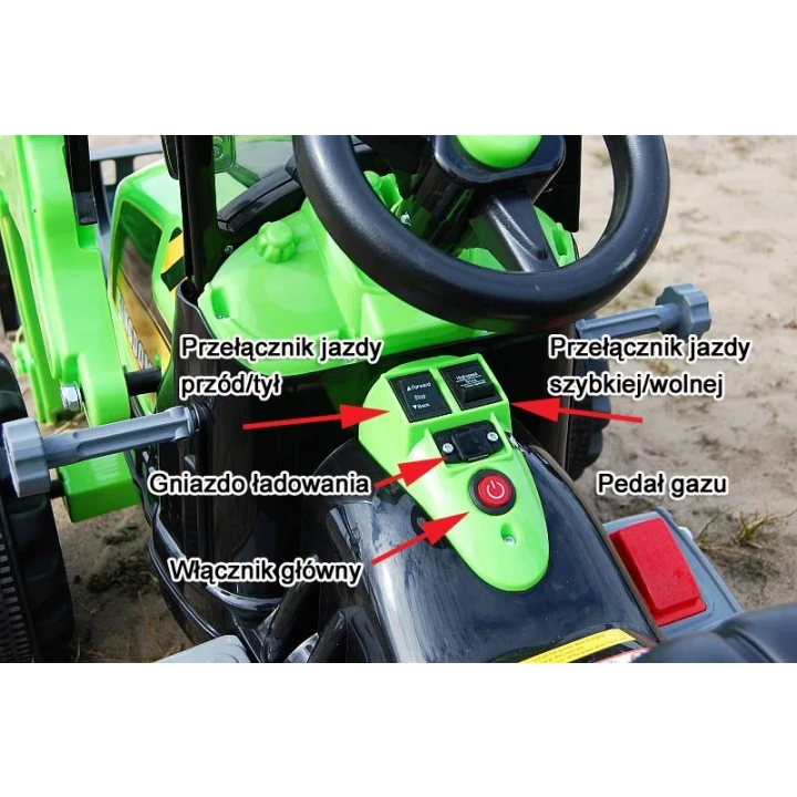 MOCNY TRAKTOR Z ŁYŻKĄ KINGDOM 12V DWIE PRĘDKOŚCI/JS328A