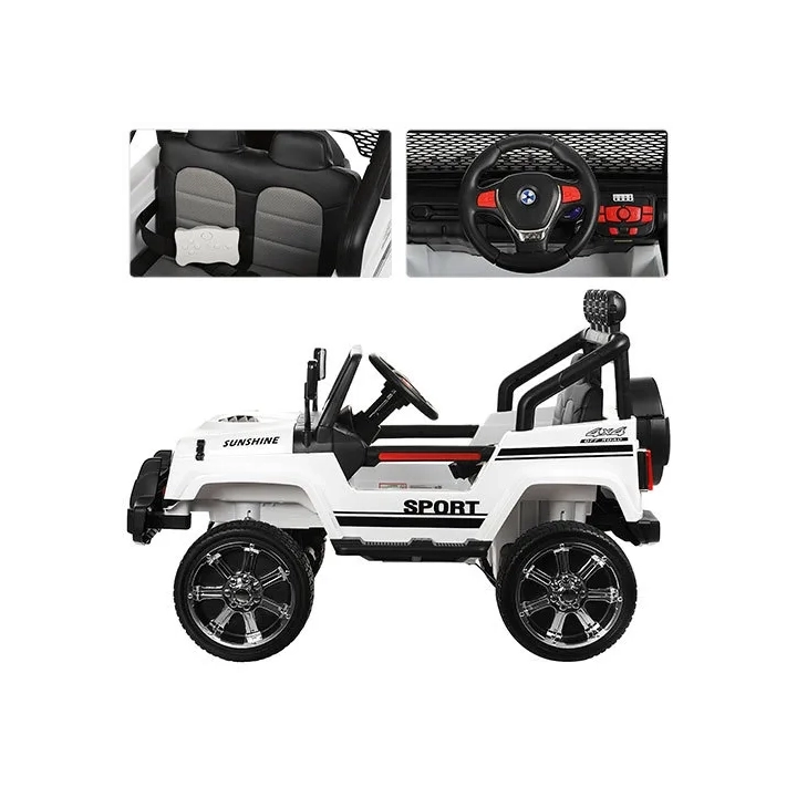 MEGA JEEP SUNSHINE, NAPĘD 4X4, 2X12V ,WOLNY START/ MIĘKKIE KOŁA, BLUETOOTH, RADIO EXCLUSIVE/2388