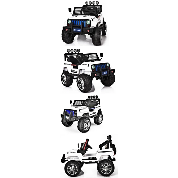 MEGA JEEP SUNSHINE, NAPĘD 4X4, 2X12V ,WOLNY START/ MIĘKKIE KOŁA, BLUETOOTH, RADIO EXCLUSIVE/2388