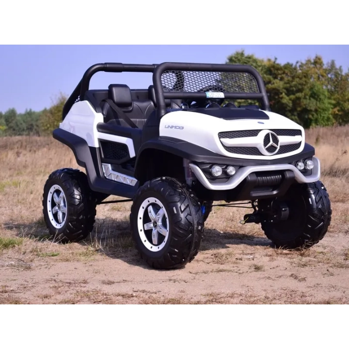 MERCEDES BENZ UNIMOG 4X4,12V14AH, AMORTYZATORY, MIĘKKIE KOŁA,MIĘKKIE SIEDZENIE SUPER OPCJA/UNIMOG