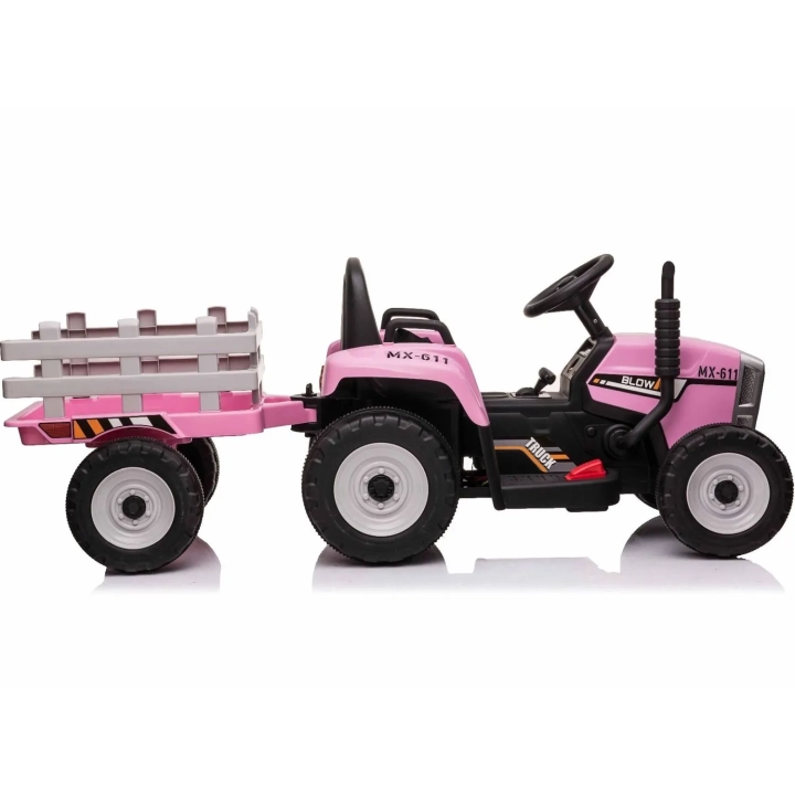 SUPER TRAKTOR BLOW - NA AKUMULATOR Z PRZYCZEPĄ, MIĘKKIE KOŁA, MIEKKIE SIEDZENIE, PILOT/XMX611
