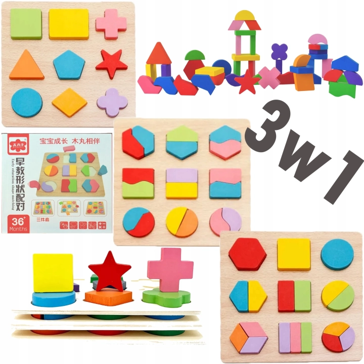 LT299 DREWNIANA UKŁADANKA FIGURY MONTESSORI