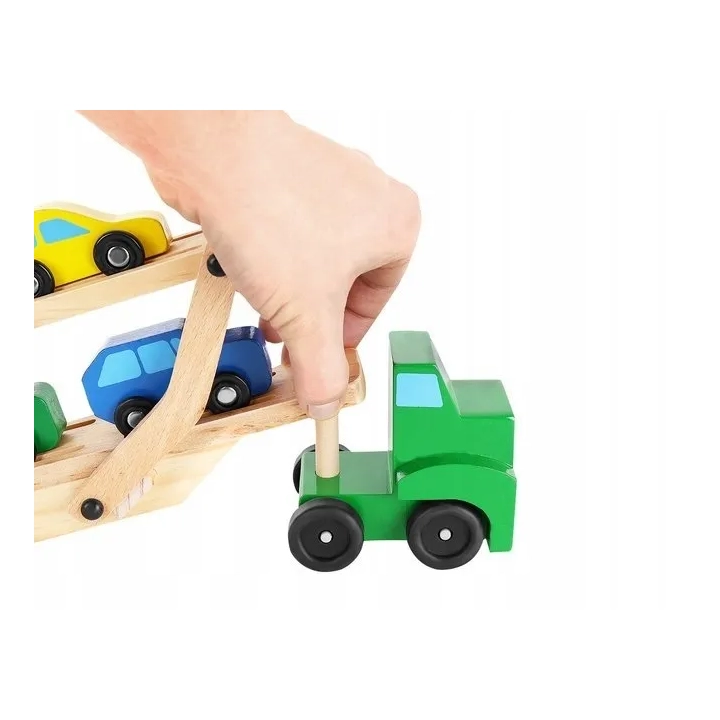 LAWETA DREWNIANY TIR CIĘŻARÓWKA Z ZESTAWEM 4 AUT