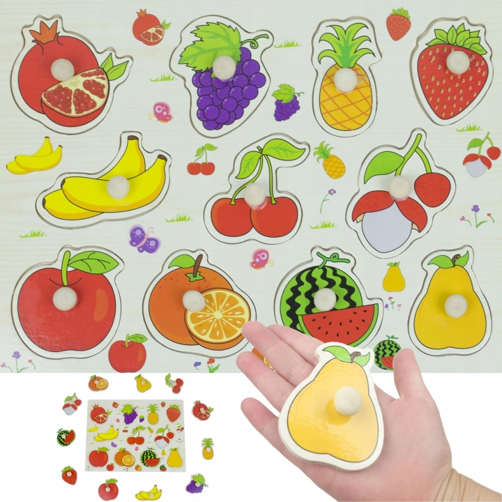 UKŁADANKA EDUKACYJNA DREWNIANE PUZZLE OWOCE